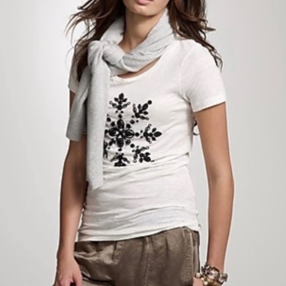 J. Crew Embroidered Snowflake Collector Tee Small - Picture 1 of 8